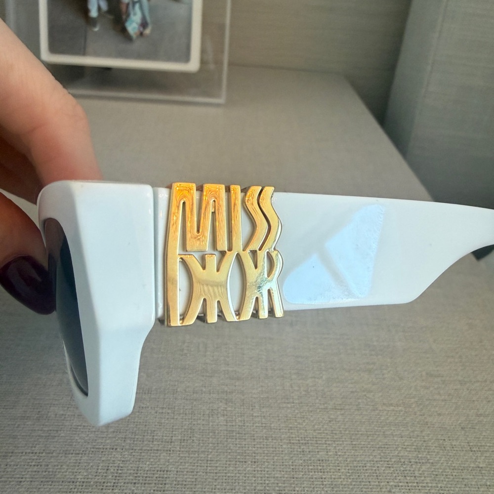Dior Miss Dior White Sunglasses with Gold Logo Accent